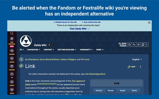 Be alerted when the Fandom or Fextralife wiki you're viewing has an independent alternative