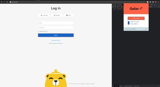 Pick the color on the login button on honeyPot