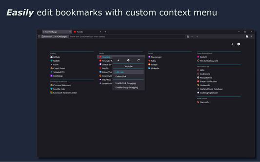 Easily edit bookmarks with custom context menu