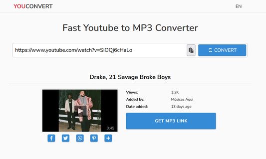 Youconvert page where you download song!