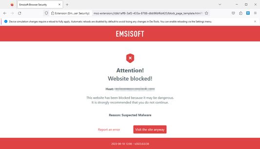 Emsisoft Browser Security Block Page