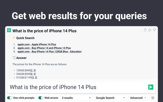 Get web results for your queries