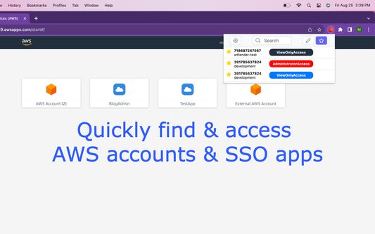 Quick find & access AWS accounts & SSO apps