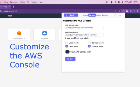 Customize the AWS Console
