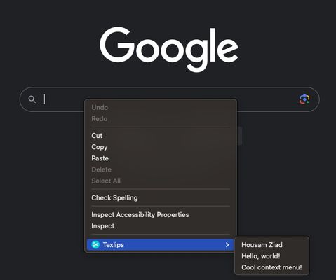 The extension in the context menu