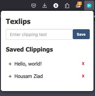 The extension popup window
