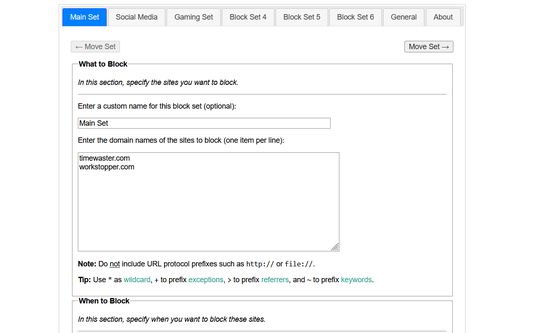 Block Set Options