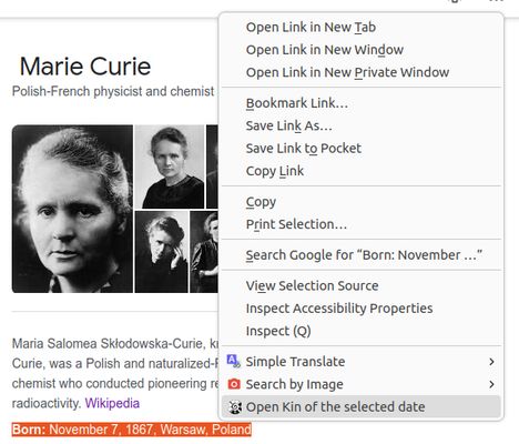 Left click menu showing the new option