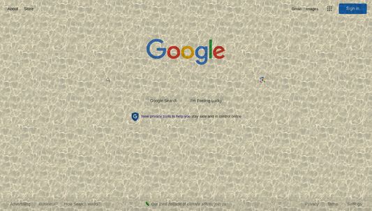 Water texture applied over Google Search page