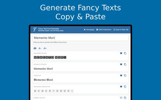 Generate fancy texts and copy it with just one click