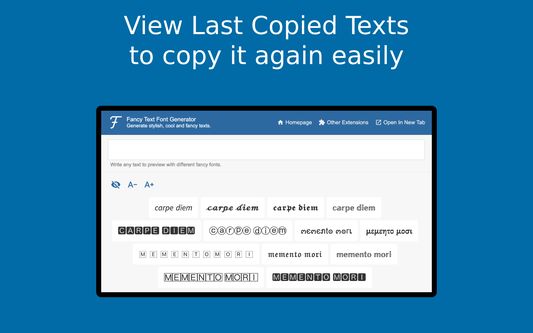View last copied fancy texts to copy them again easily