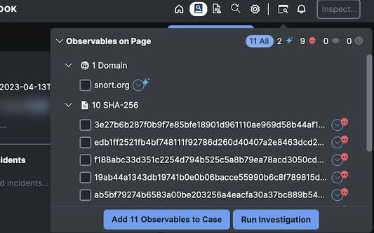 Find observables on any website and get information from the XDR system