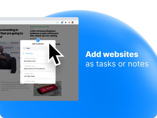 Add websites as tasks or notes