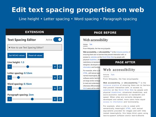 Edit text spacing properties on web - line height, letter spacing, word spacing, and paragraph spacing.
