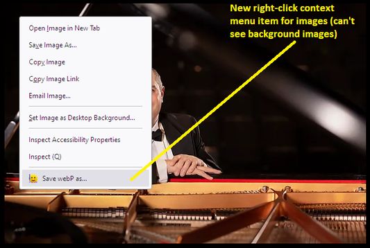 Look for a new right-click context menu item for images. If the menu mentions a linked image, you might want to open the link first and see whether that is a larger or better quality image.