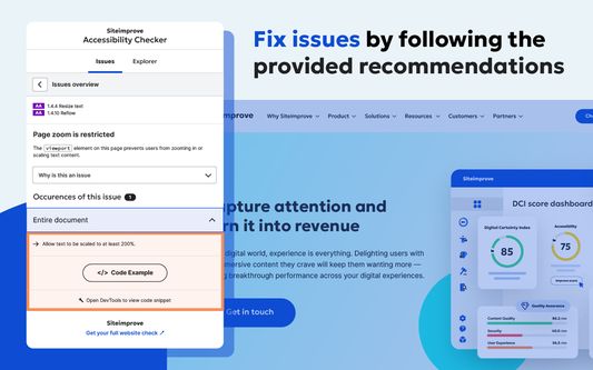 Fix issues by following the provided recommendations