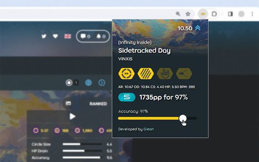 Screenshot of performance calculation for Sidetracked Day +HDDT