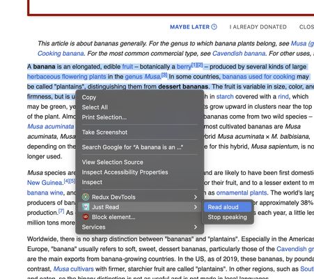 Start and stop by right-clicking highlighted text.