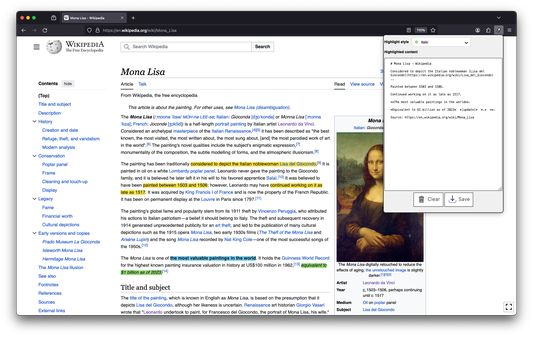 View showing markdown formatted text from highlighted text on the page.