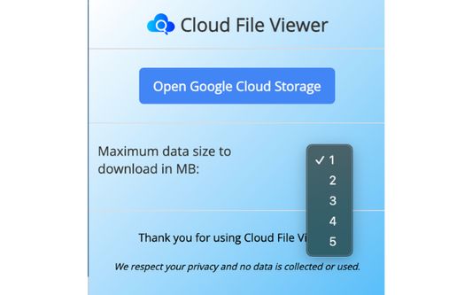 cloud file viewer firefox addon handle download chunk size in MB