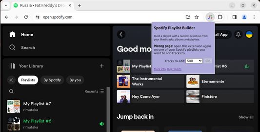 The extension only works on Spotify Playlist pages