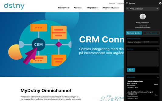CRM Connect on the right side of the web browser when a call is initiated prodividing information