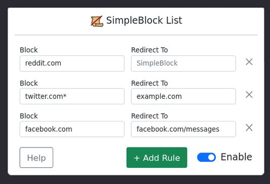 Adding block and redirect rules