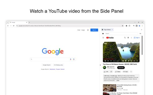 Page Sidebar - Open YouTube video website in the sidebar