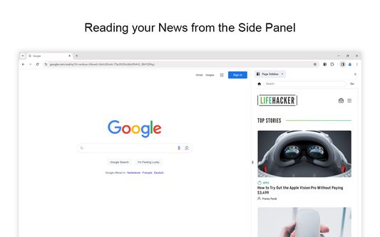 Open News website from the sidebar