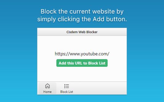 Blockieren Sie die vorhandene Webseite mit einzigem Klick auf die Schaltfläche Hinzufügen.