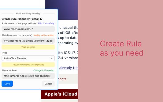 create new rule in context of viewing