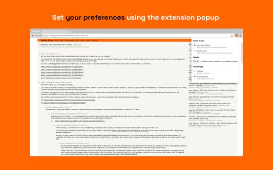 Set your preferences using the extension popup