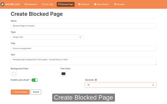 Create Blocked Page