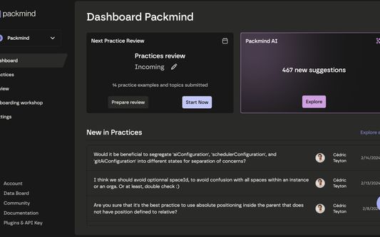 The Packmind's dashboard