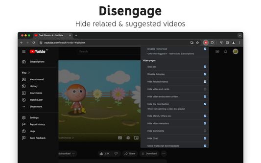 Disable related videos, the Home timeline and other algorithmic content