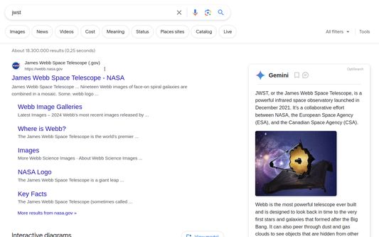 Use case of the extension "Gemini next to Google results" inside Google result page