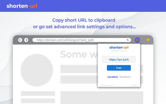Copy new short URL to clipboard or go to short link settings.