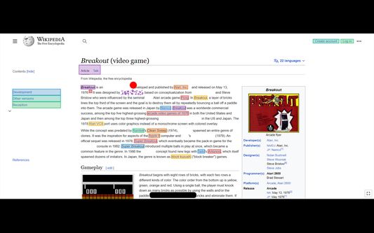 The same wikipedia page, that is being destroyed by the player!