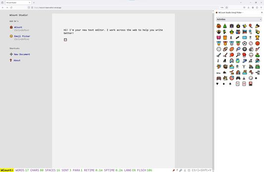 WCount Studio Editor (light) with Emoji Picker Add On