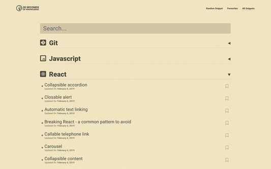 All snippets page