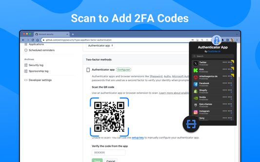 Scan to Add 2FA Codes