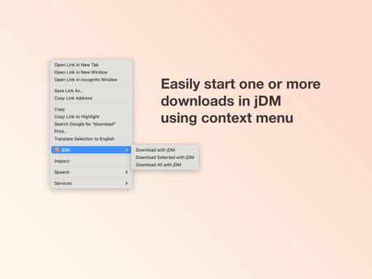 Use context menu to send downloads to jDM