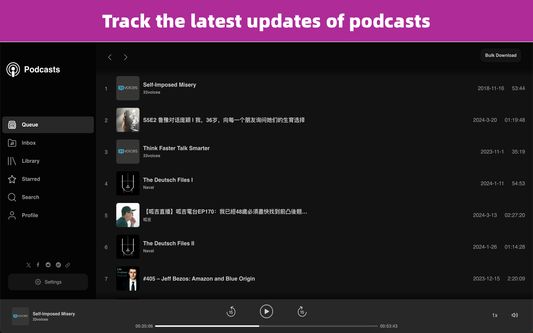 track podcasts' update
