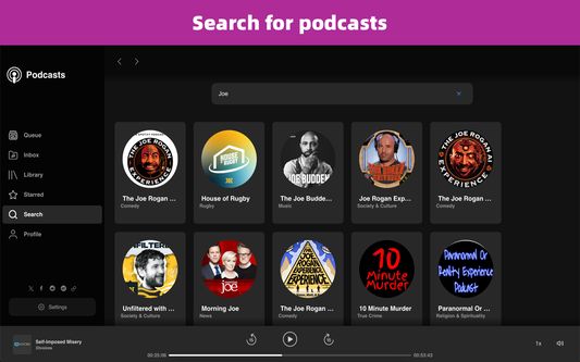 search for podcasts