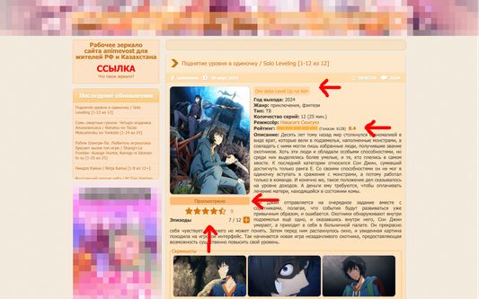 Check anime community rating and navigate to detailed description on the shikimori site; Set your rating for the anime and the current status of the anime