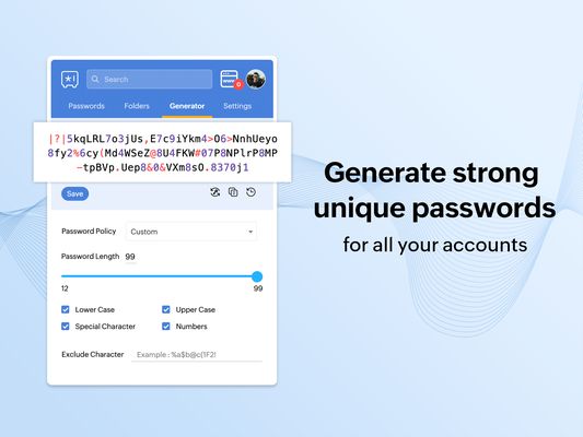 Generate strong unique passwords for all your accounts
