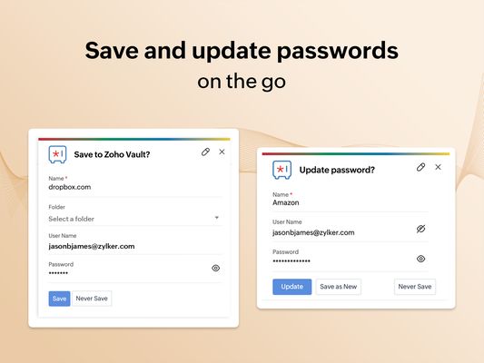 Save and update passwords on the go