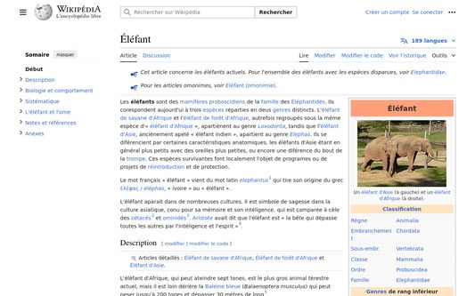 The "elephant" page on the French wikipedia, with the érofa spelling.