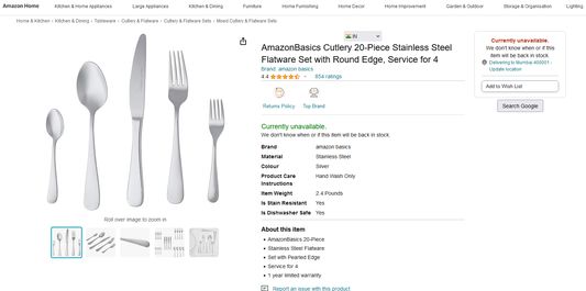Product missing in amazon.in
