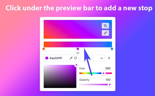 Click under the preview bar to add a new color stop